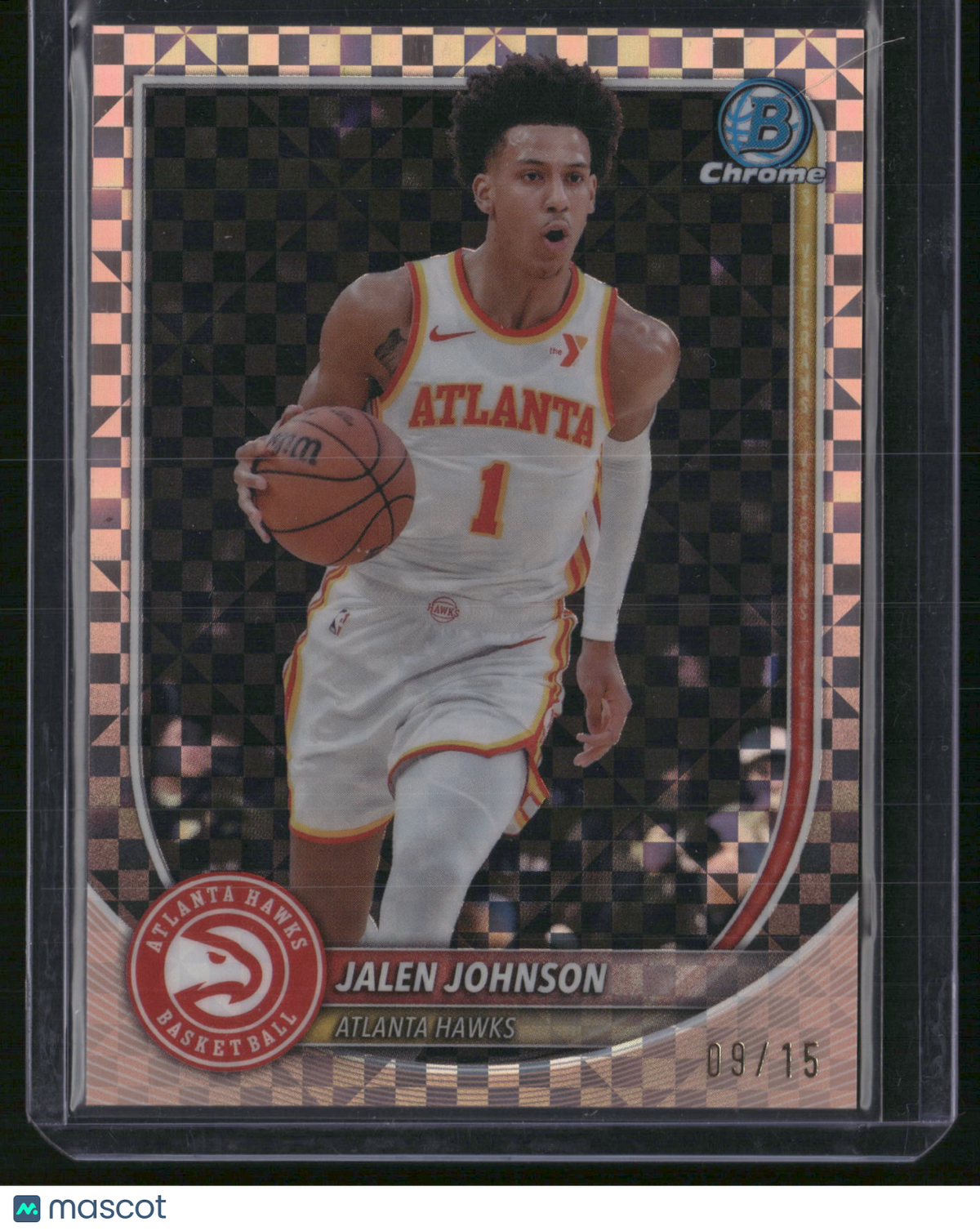 Jalen Johnson 2025 Bowman Chrome University #BCV-85 Rose Gold Checkerboard /15