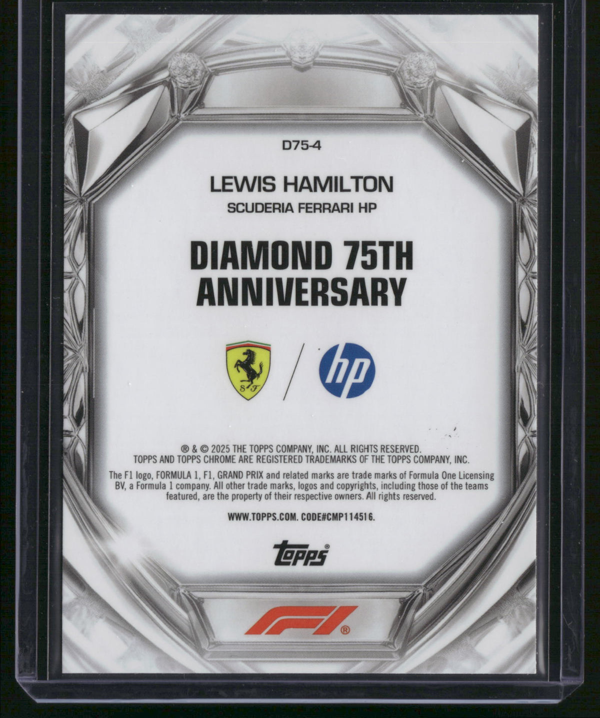 Lewis Hamilton 2025 Topps Chrome F1 Diamond 75th Anniversary #D75-4 Green /299