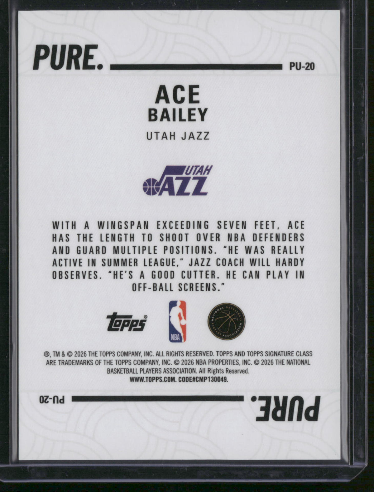 Ace Bailey 2026 Topps Pure #PU-20