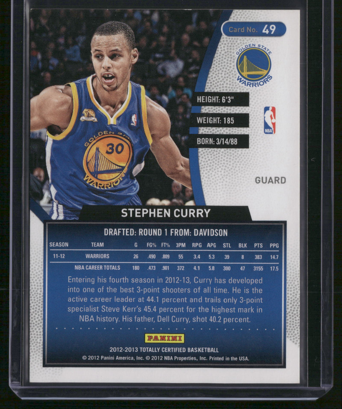 Stephen Curry 2012 Panini Totally Certified #49 Red /409