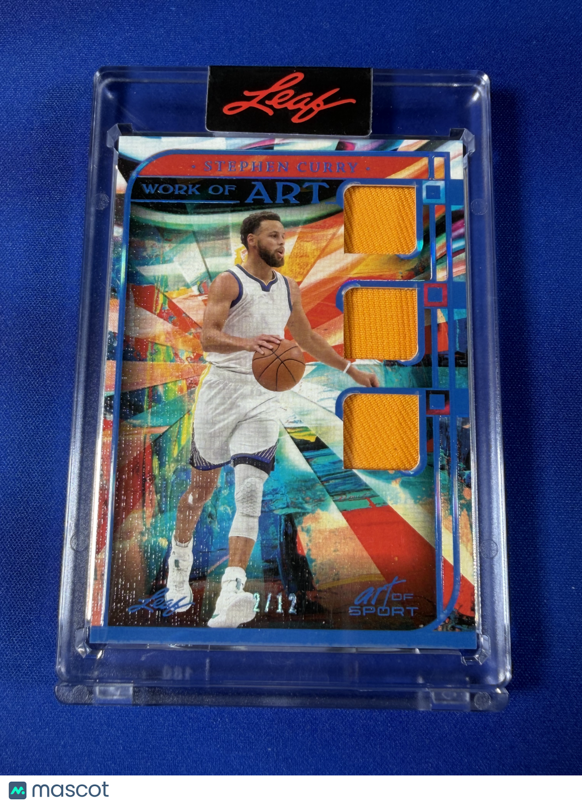 Stephen Curry 2023 Leaf Art of Sport Work of Art #WA-34 /12 Triple Patch Memorabilia