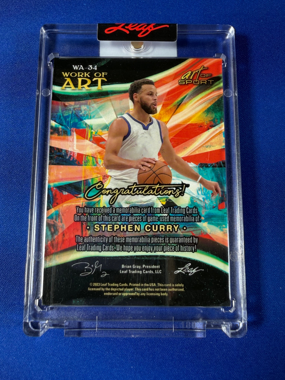 Stephen Curry 2023 Leaf Art of Sport Work of Art #WA-34 /12 Triple Patch Memorabilia