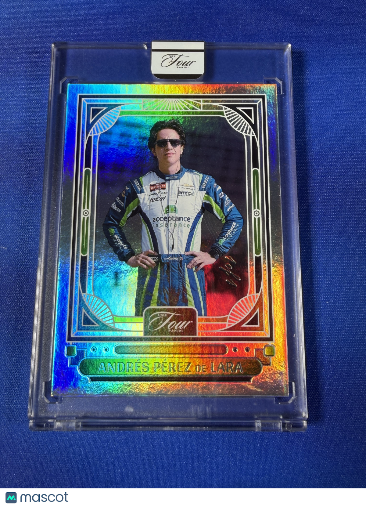Andrés Pérez de Lara 2026 Panini Turn Four Racing #14 Holo Platinum 1/1