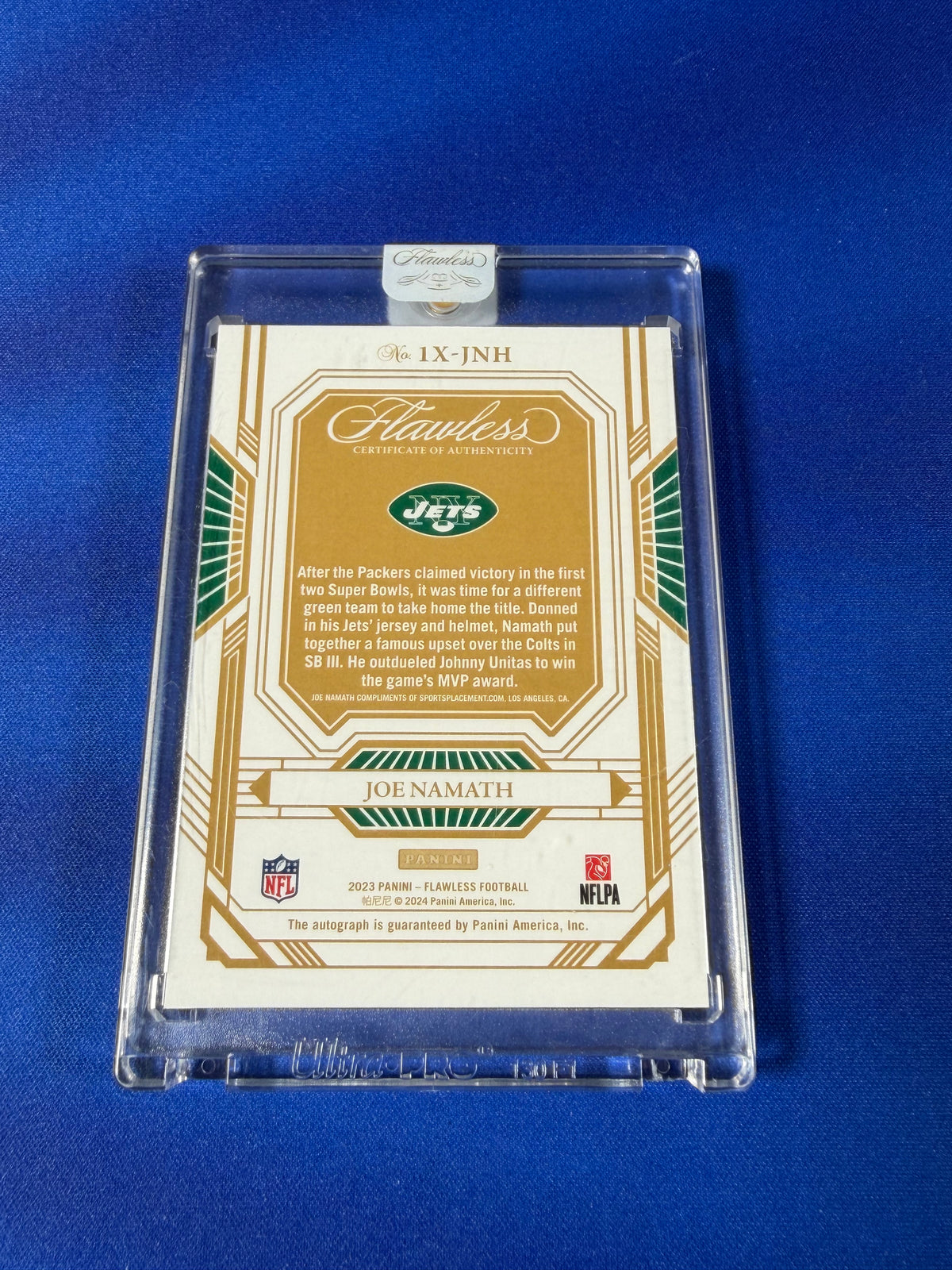 Joe Namath 2024 Panini Flawless Football #IX-JNH /10