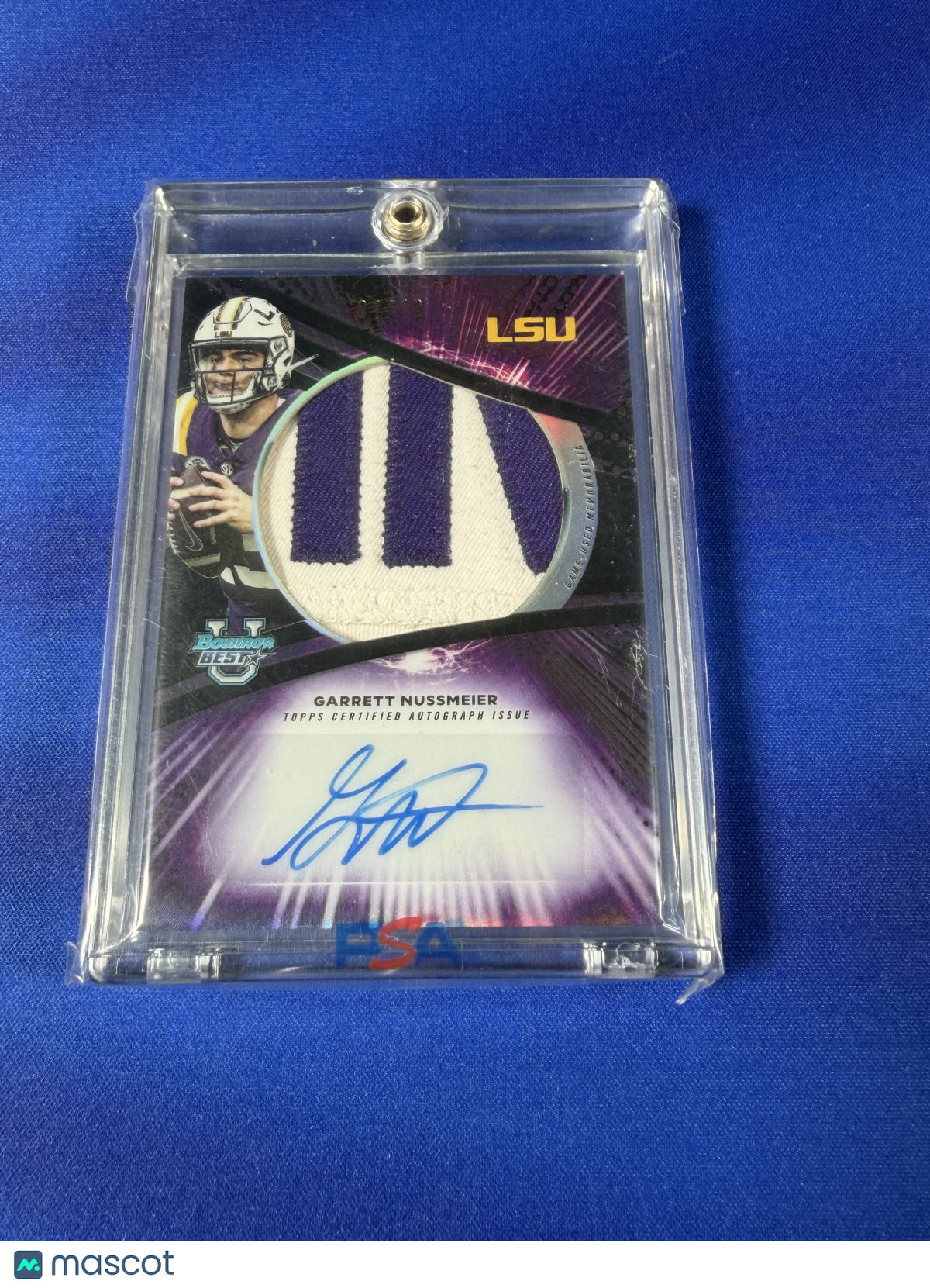 Garrett Nussmeier 2025 Bowman University's Best Football #JRA-GN Refractor Autograph Jumbo Relic