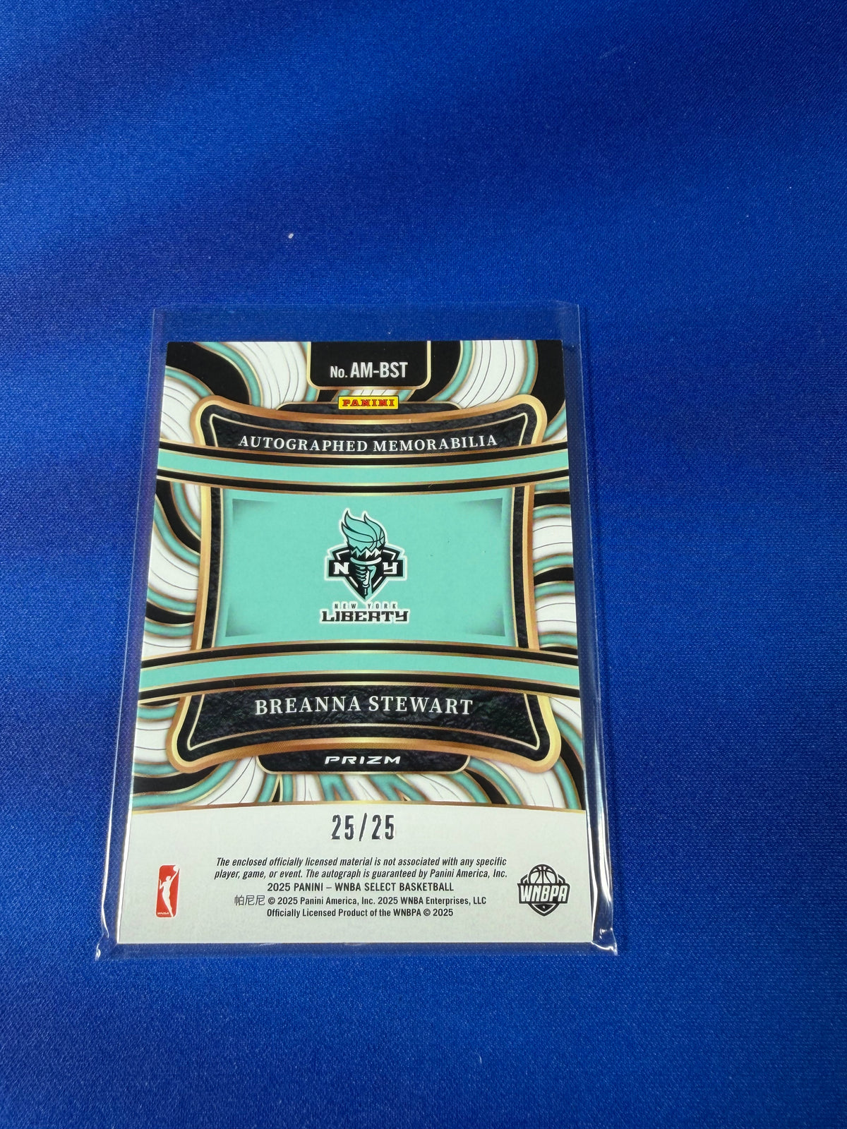 Breanna Stewart 2025 Panini Select WNBA #AM-BST /25 Autograph Patch Memorabilia