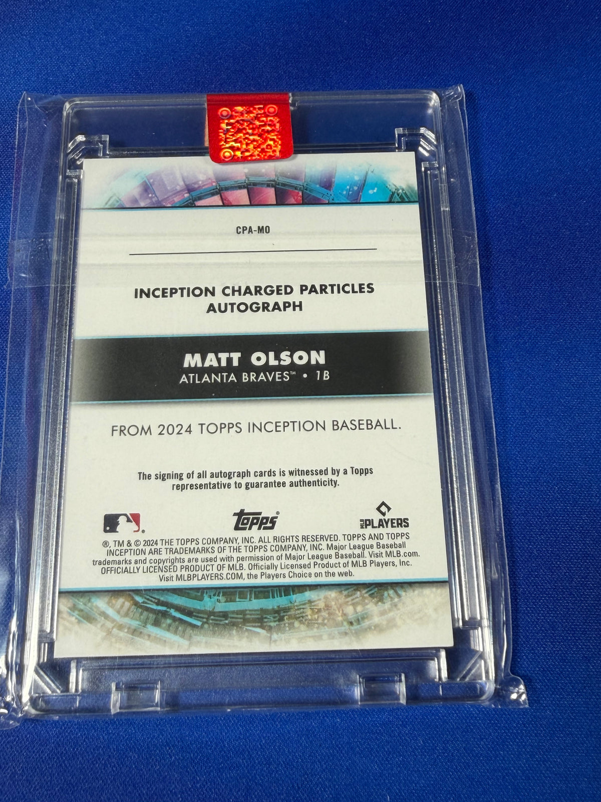 Matt Olson 2024 Topps Inception #CPA-MO Charged Particles Autograph /50