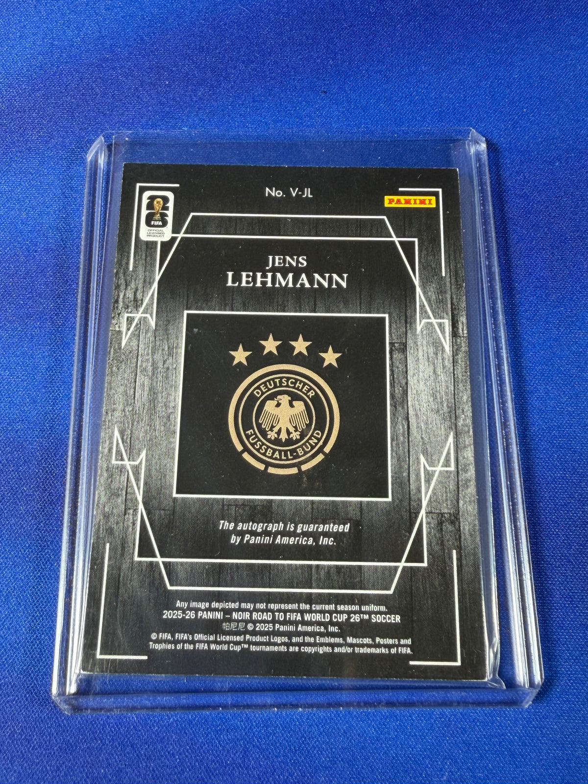 Jens Lehmann 2025 Panini Noir Road to FIFA World Cup 26 #V-JL Spotlight Signatures