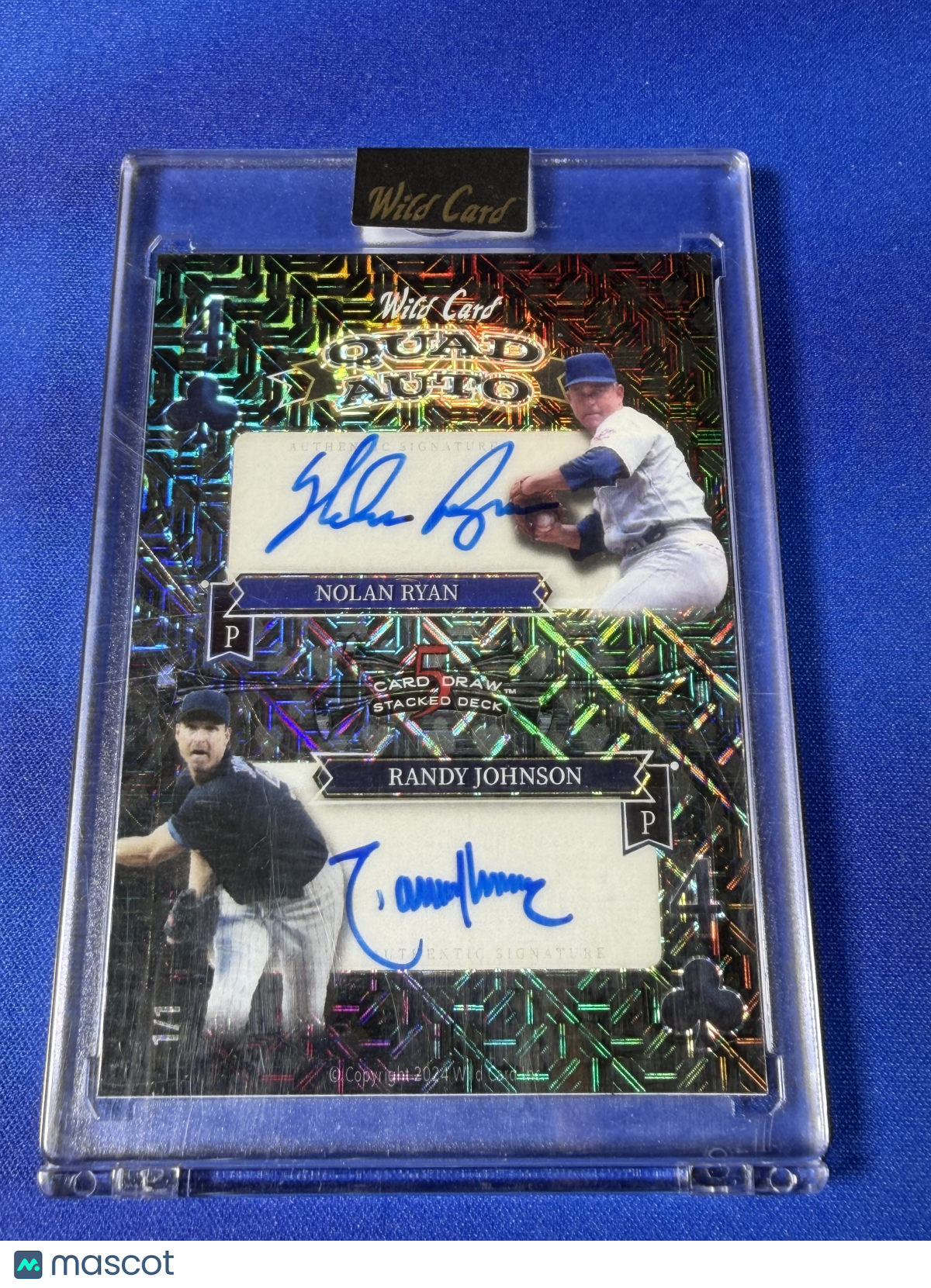 Paul Skenes Randy Johnson Nolan Ryan Pedro Martinez 2024 Wild Card Five Card Draw Stacked Deck #SDQC-NRRJPSPM /1 Quad Auto