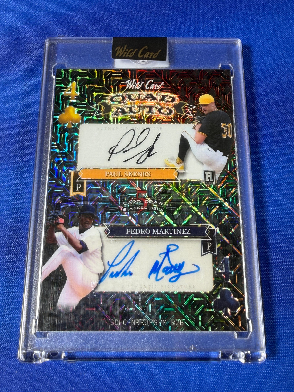 Paul Skenes Randy Johnson Nolan Ryan Pedro Martinez 2024 Wild Card Five Card Draw Stacked Deck #SDQC-NRRJPSPM /1 Quad Auto