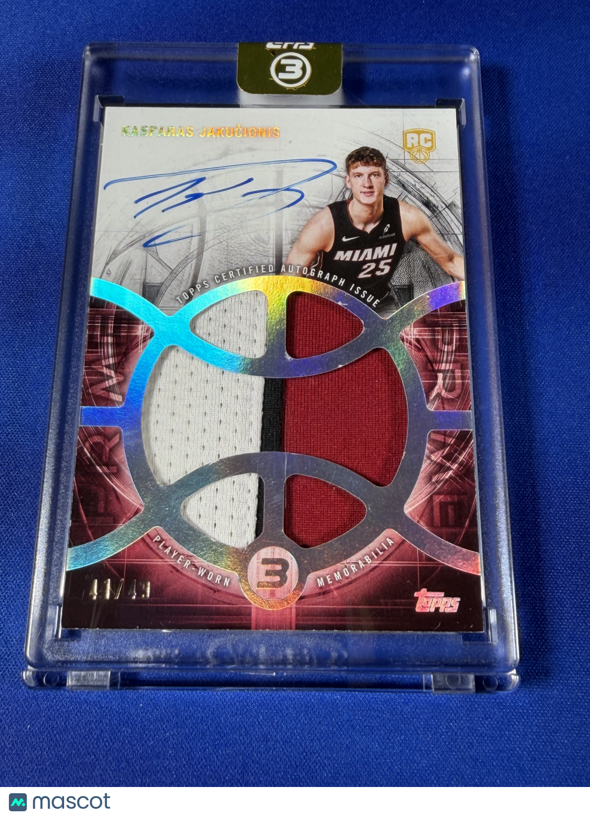 Kasparas Jakucionis 2026 Topps 3 Basketball #RAP-KJ Player-Worn Memorabilia Patch RC