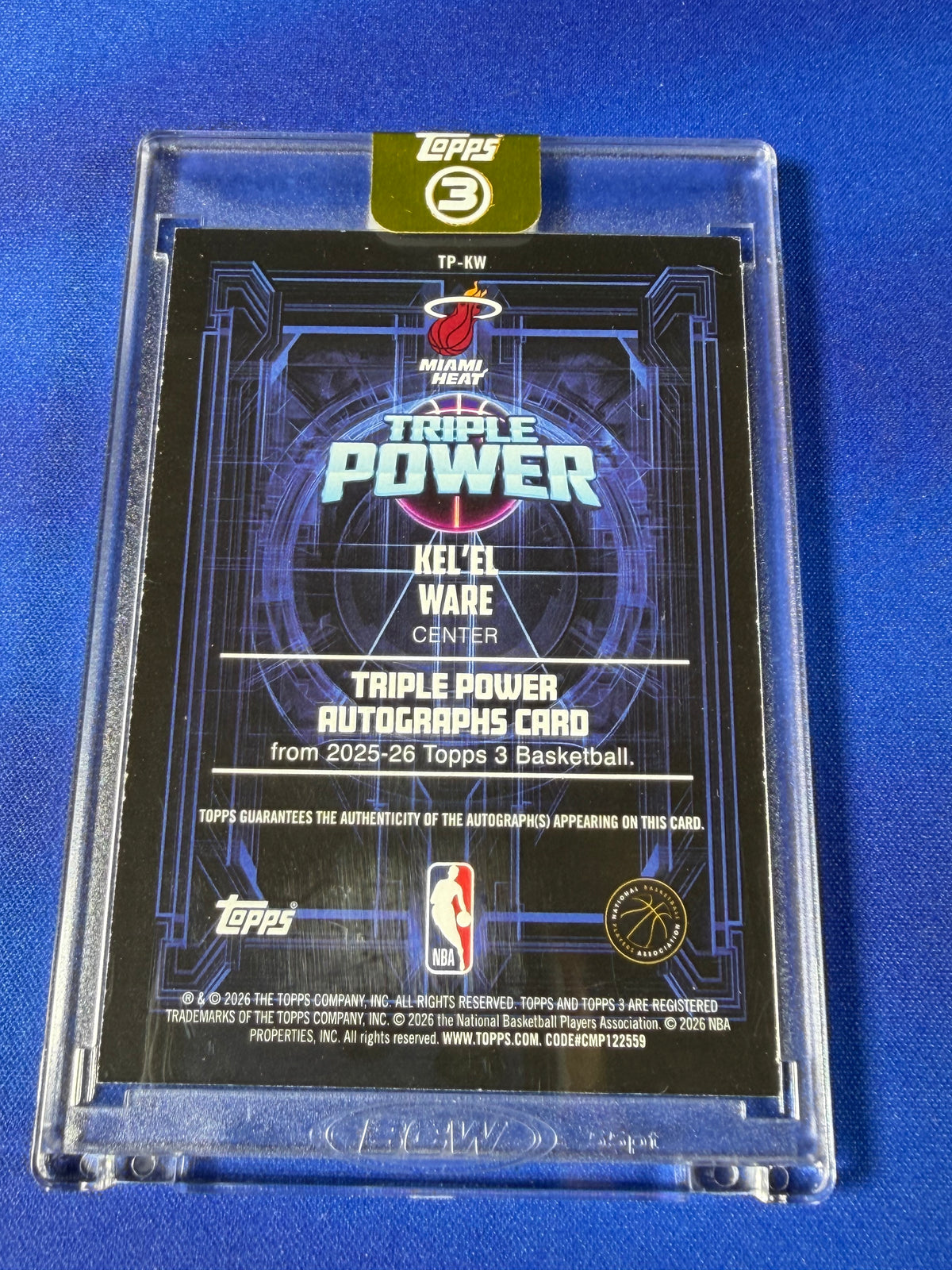Kel'el Ware 2026 Topps 3 Basketball Triple Power Autographs #TP-KW /15