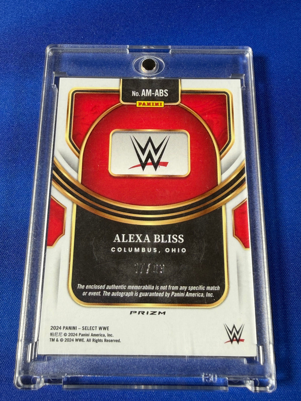 Alexa Bliss 2024 Panini Select WWE #AM-ABS Autograph Memorabilia