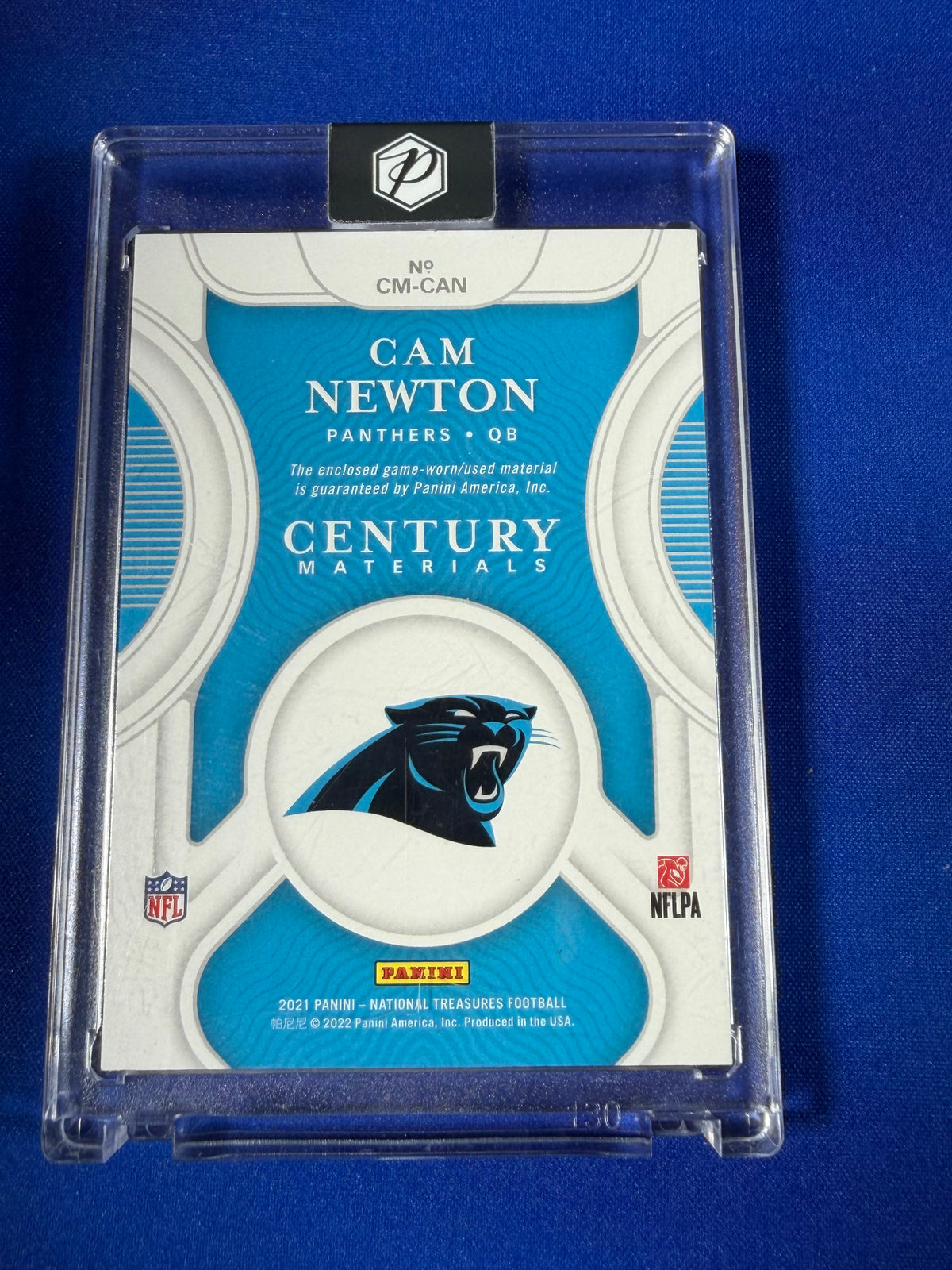 Cam Newton 2022 Panini National Treasures Century Materials #CM-CAN /25 Patch Memorabilia