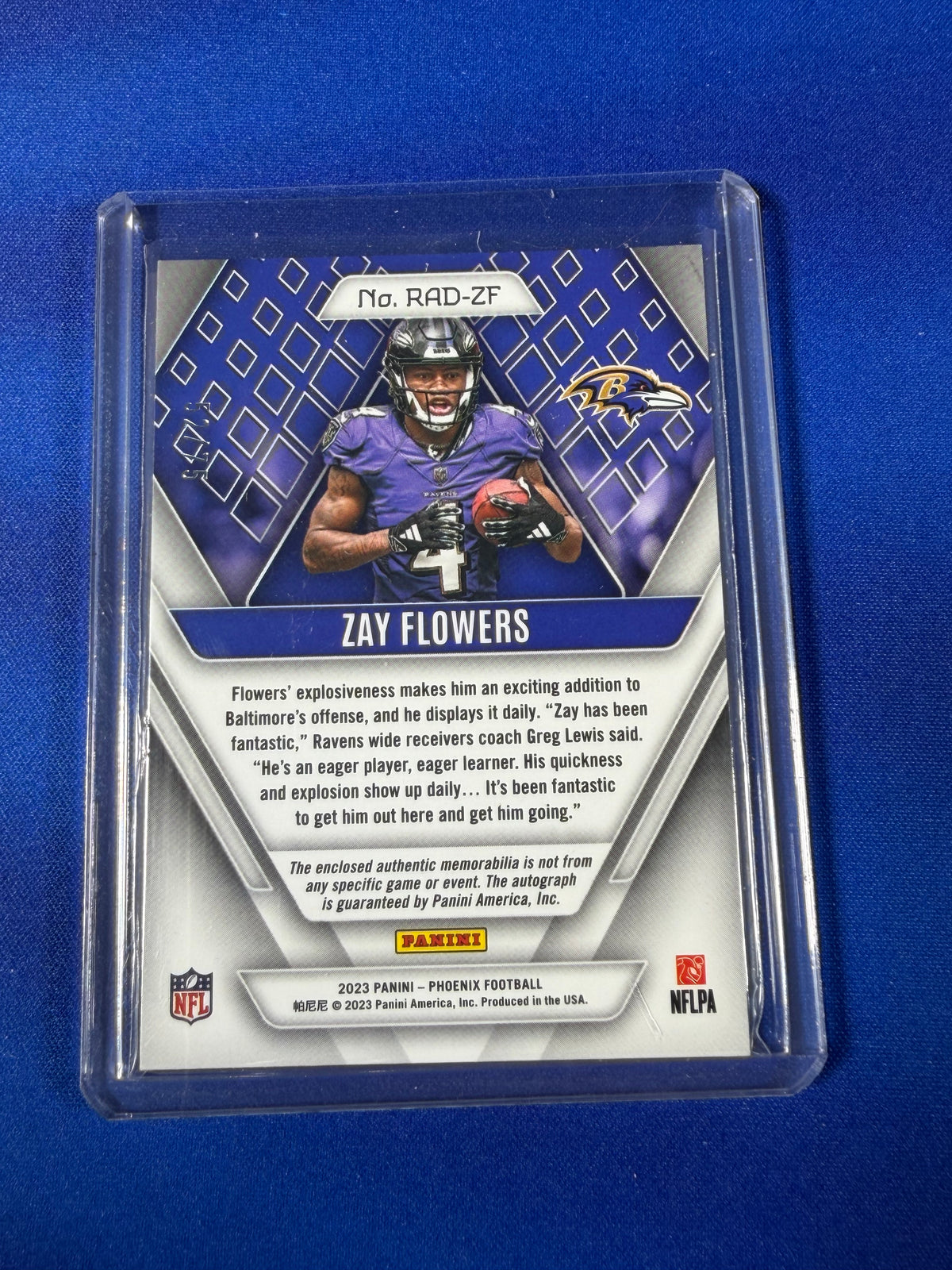 Zay Flowers 2023 Panini Phoenix Football #RAD-ZF Patch RC Memorabilia