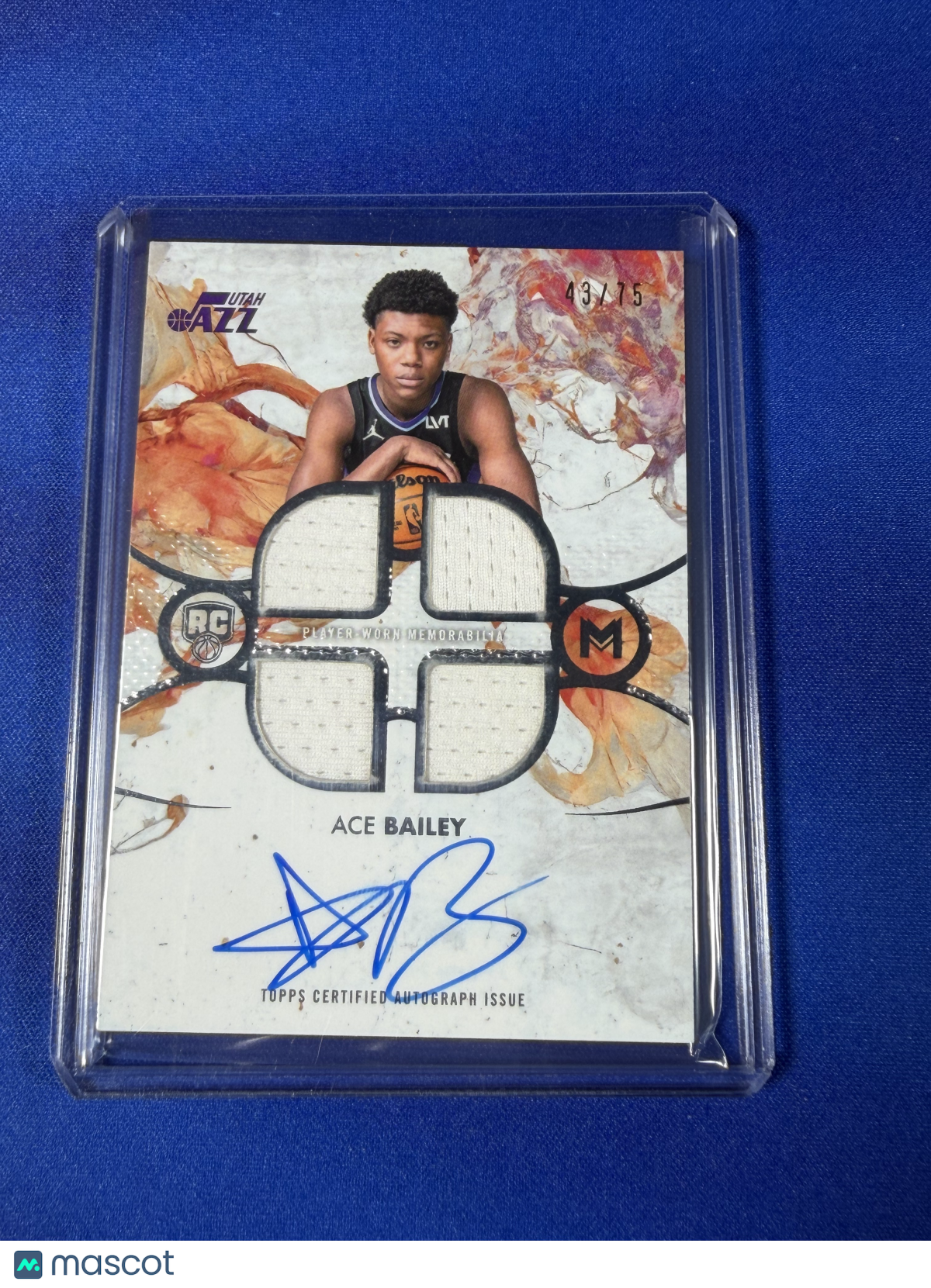 Ace Bailey 2026 Topps Motif Basketball #RRTQ-AB /75 Autograph RC Quad Relic