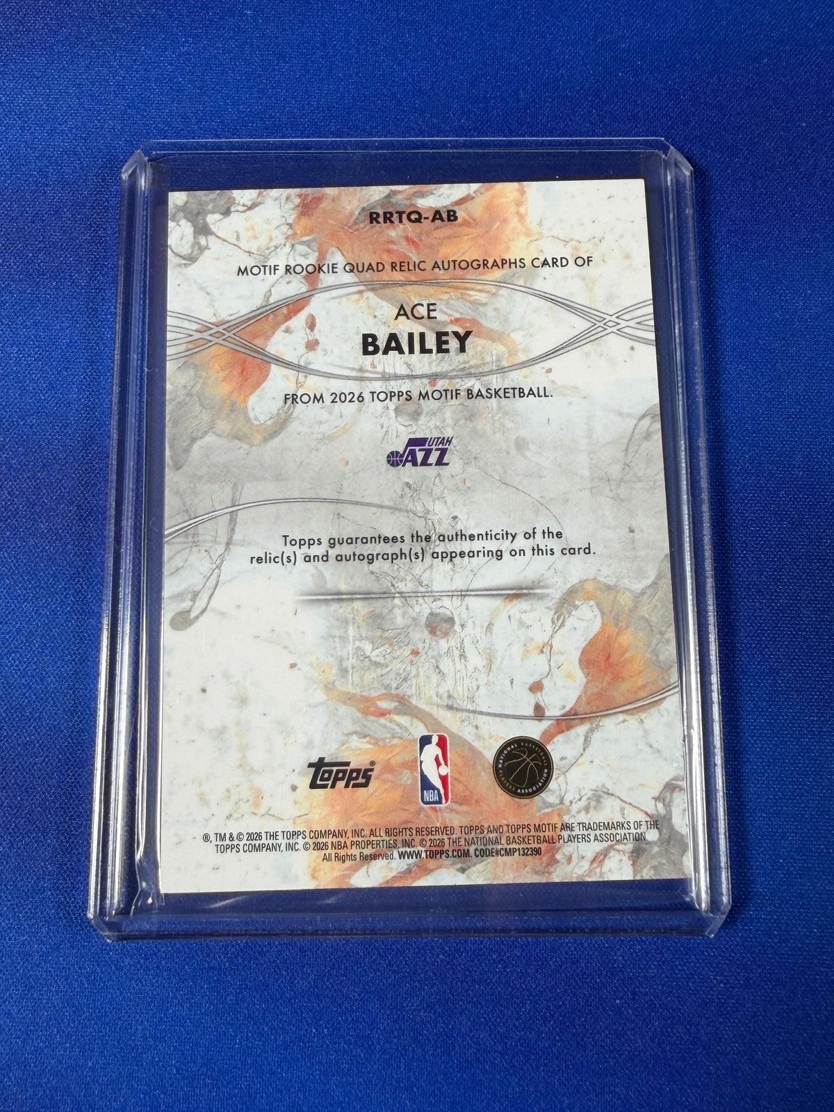 Ace Bailey 2026 Topps Motif Basketball #RRTQ-AB /75 Autograph RC Quad Relic