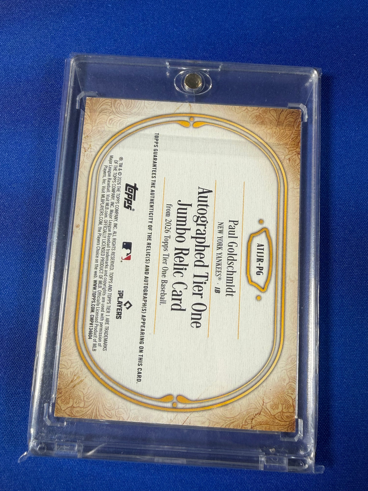 Paul Goldschmidt 2026 Topps Tier One #ATJR-PG /99 Relic Jumbo Relic Memorabilia