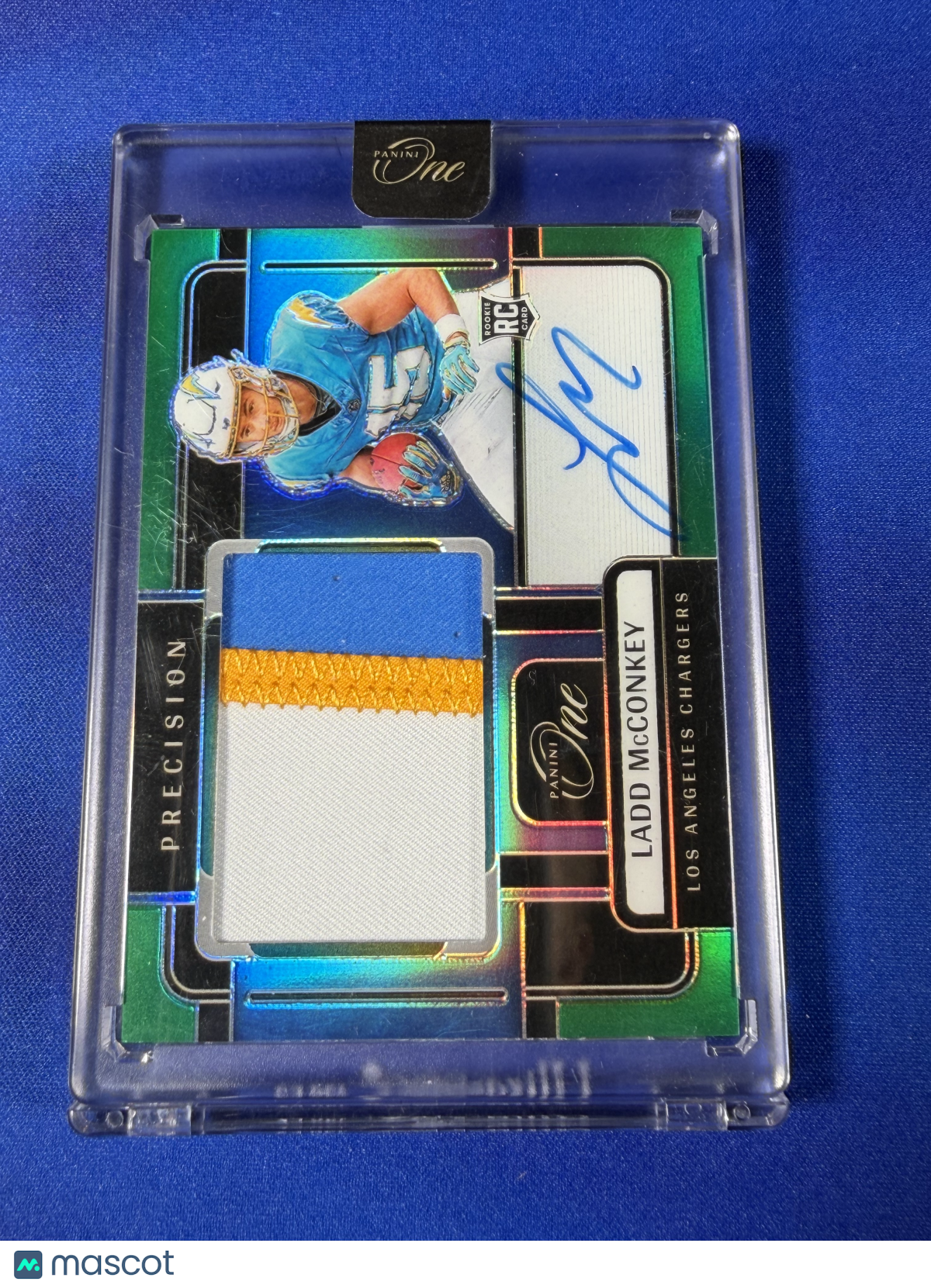 Ladd McConkey 2025 Panini One Precision #309 Green /40 Rookie Patch Autograph RC
