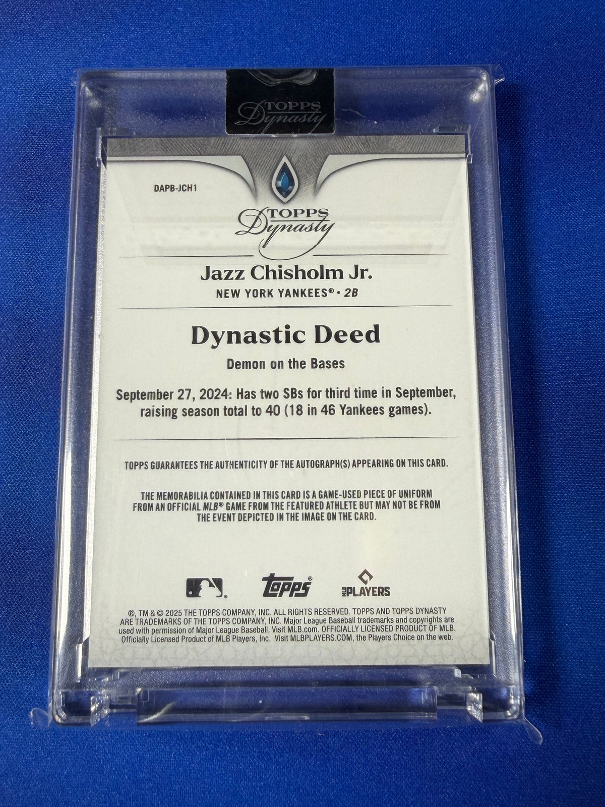 Jazz Chisholm Jr. 2025 Topps Dynasty #DAPB-JCH1 /10 Autograph Patch Memorabilia