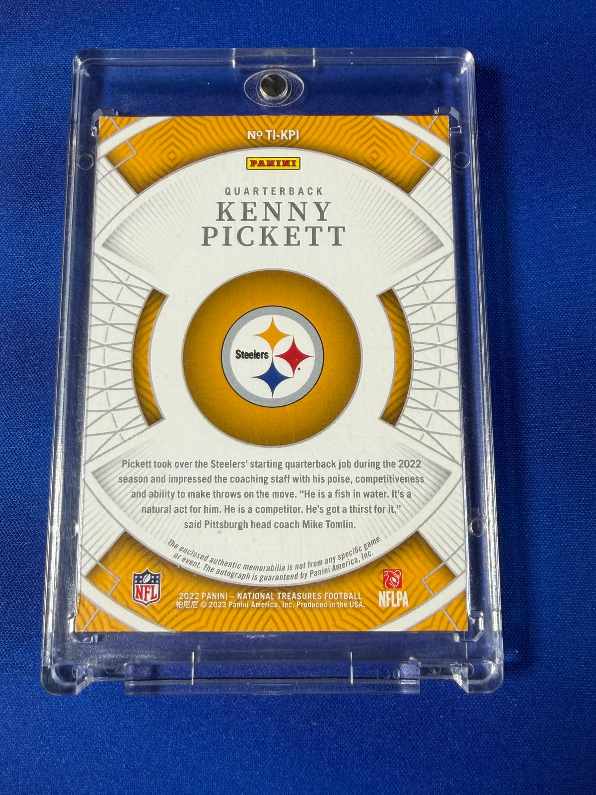 Kenny Pickett 2023 Panini National Treasures Treasured Impressions #TI-KPI Patch RC Memorabilia