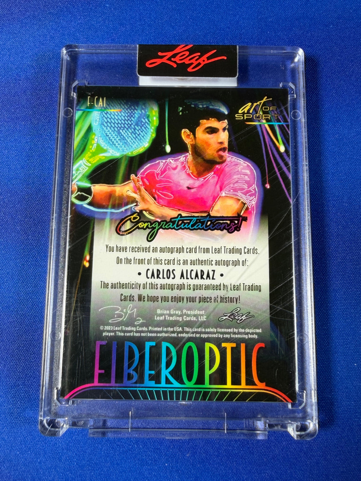 Carlos Alcaraz 2023 Leaf Art of Sport Fiberoptic #F-CA1 /10