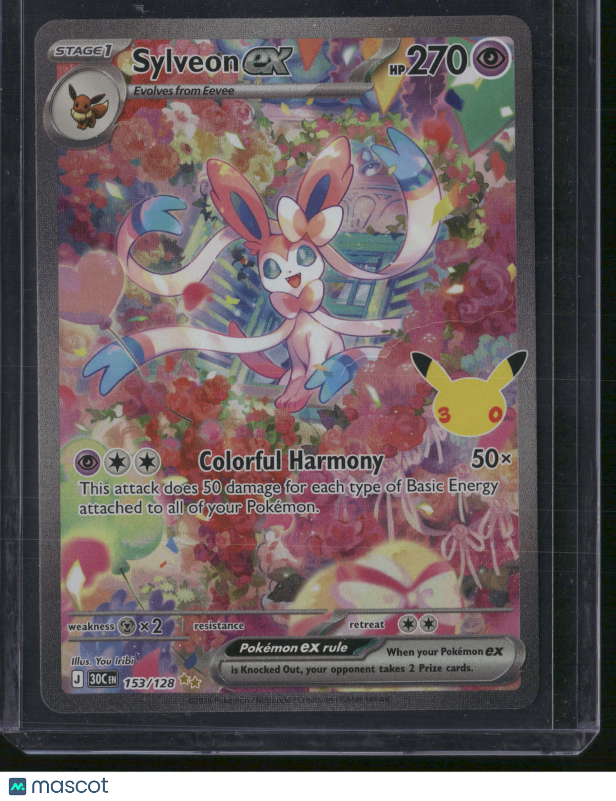 30th Celebration Sylveon EX Holo Secret Rare FA SAR #153/128