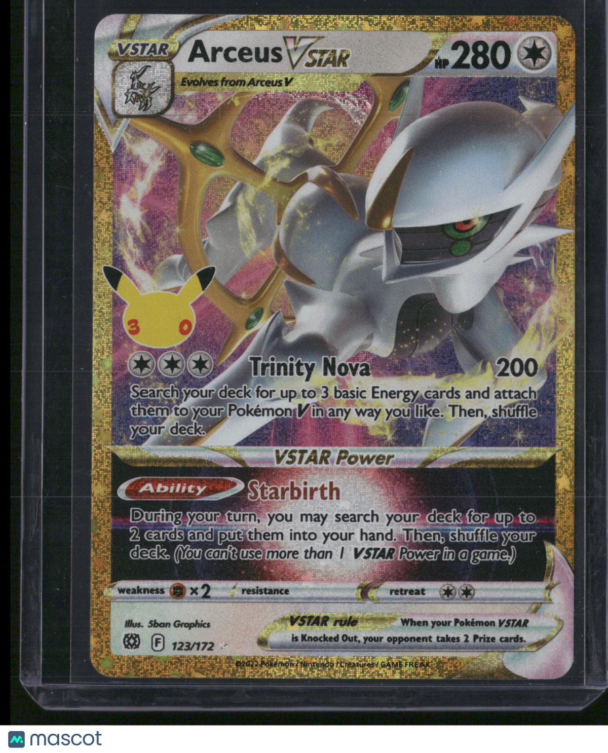 2022 Brilliant Stars Arceus VSTAR Holo Rare RRR #123/172
