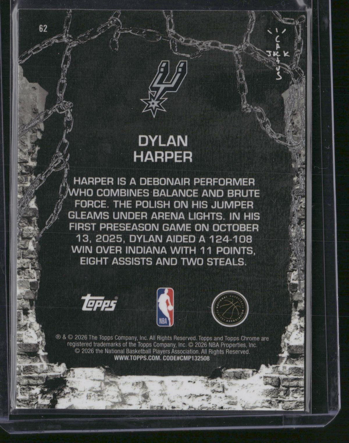 Dylan Harper 2026 Topps Chrome Cactus Jack #62 RC
