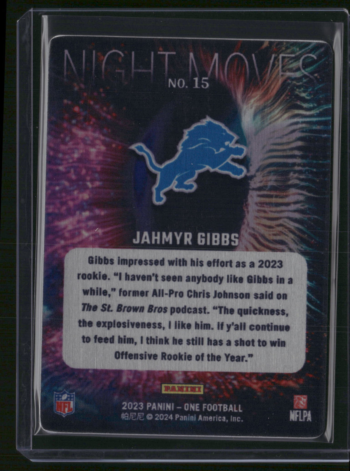 Jahmyr Gibbs 2024 Panini One #15 RC