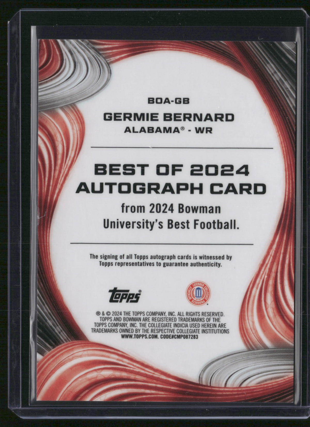 Germie Bernard 2024 Bowman University's Best Football #BOA-GB Green Refractor /99