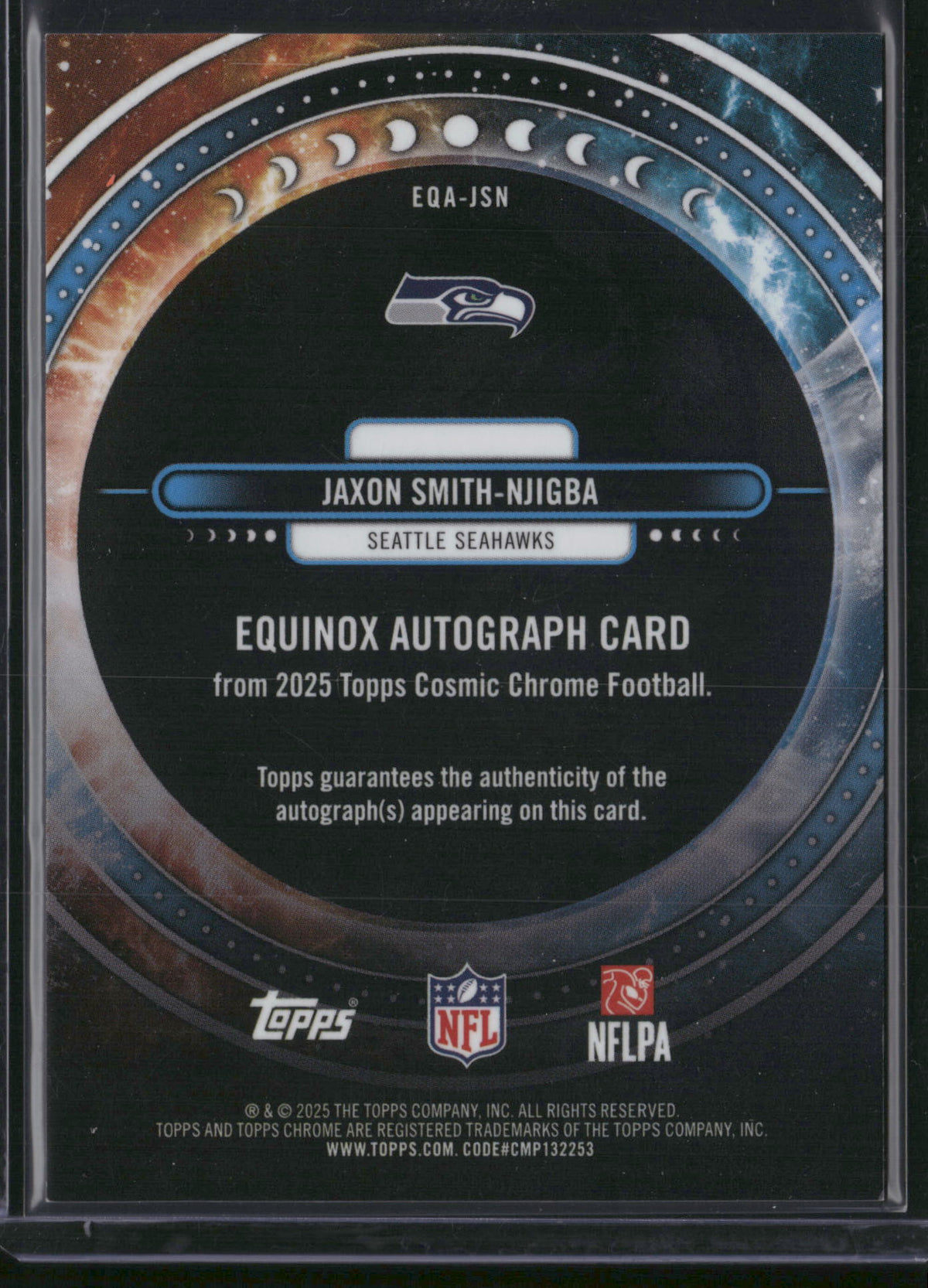 Jaxon Smith-Njigba 2025 Topps Cosmic Chrome #EQA-JSN Black Equinox Auto /10