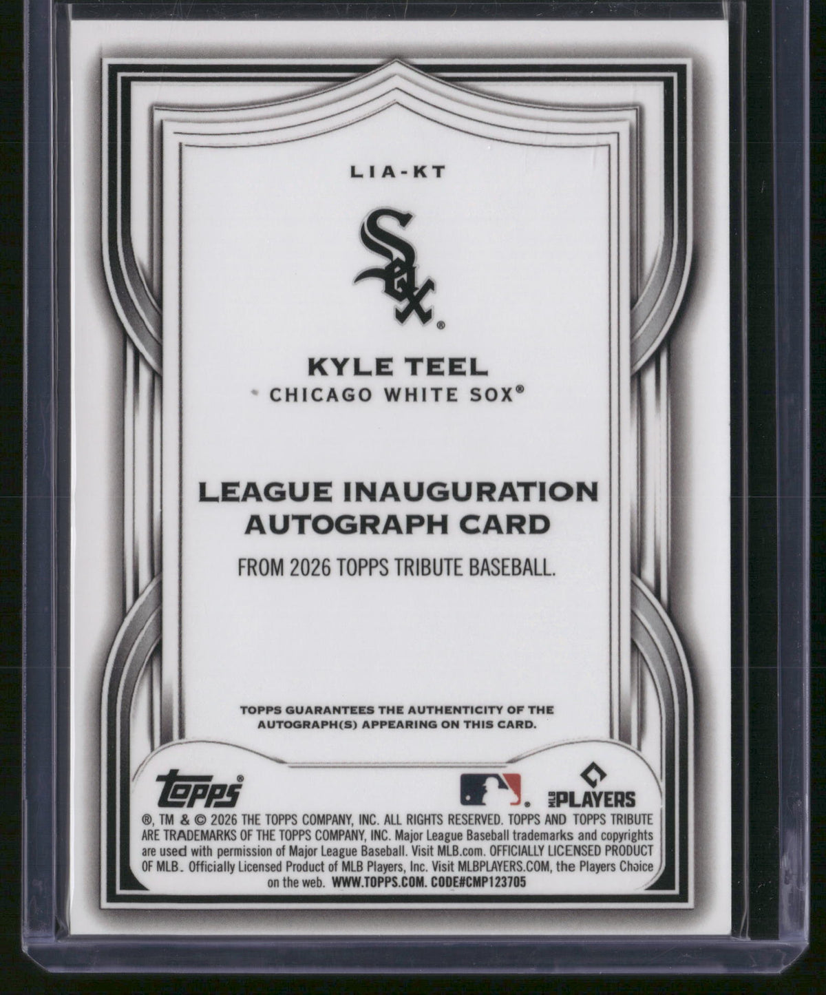 Kyle Teel 2026 Topps Tribute #LIA-KT /50 RC