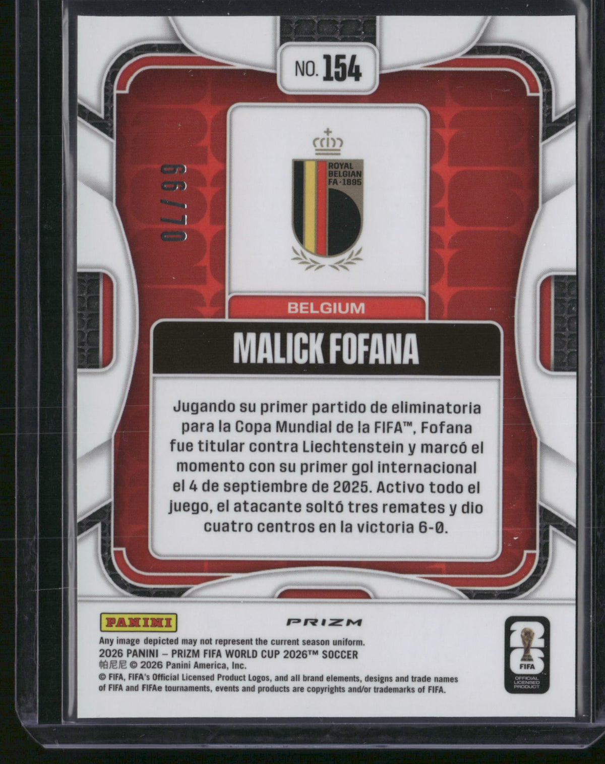 Malick Fofana 2026 Panini Prizm FIFA World Cup #154 RC /70