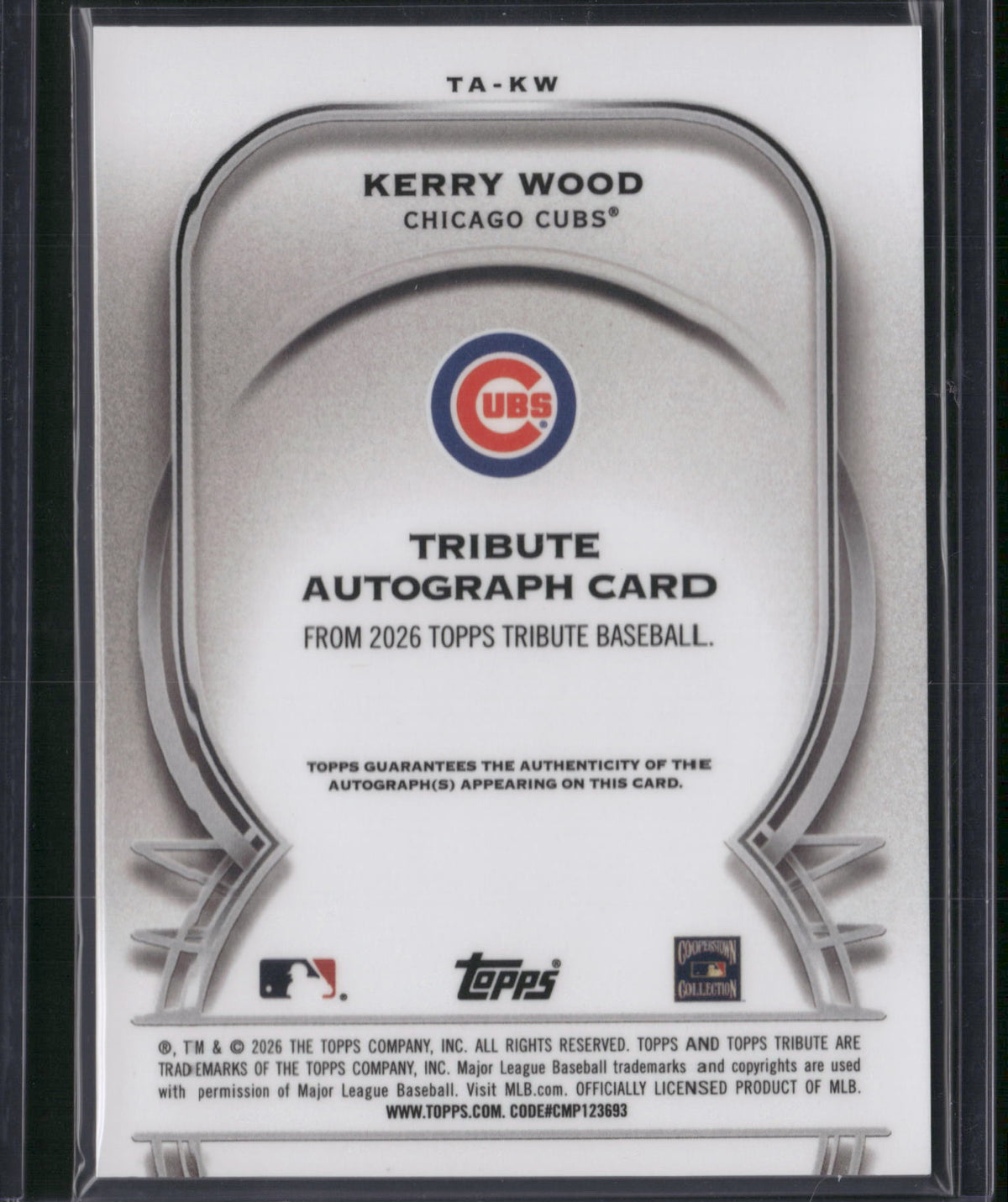 Kerry Wood 2026 Topps Tribute #TA-KW Blue /150 Auto