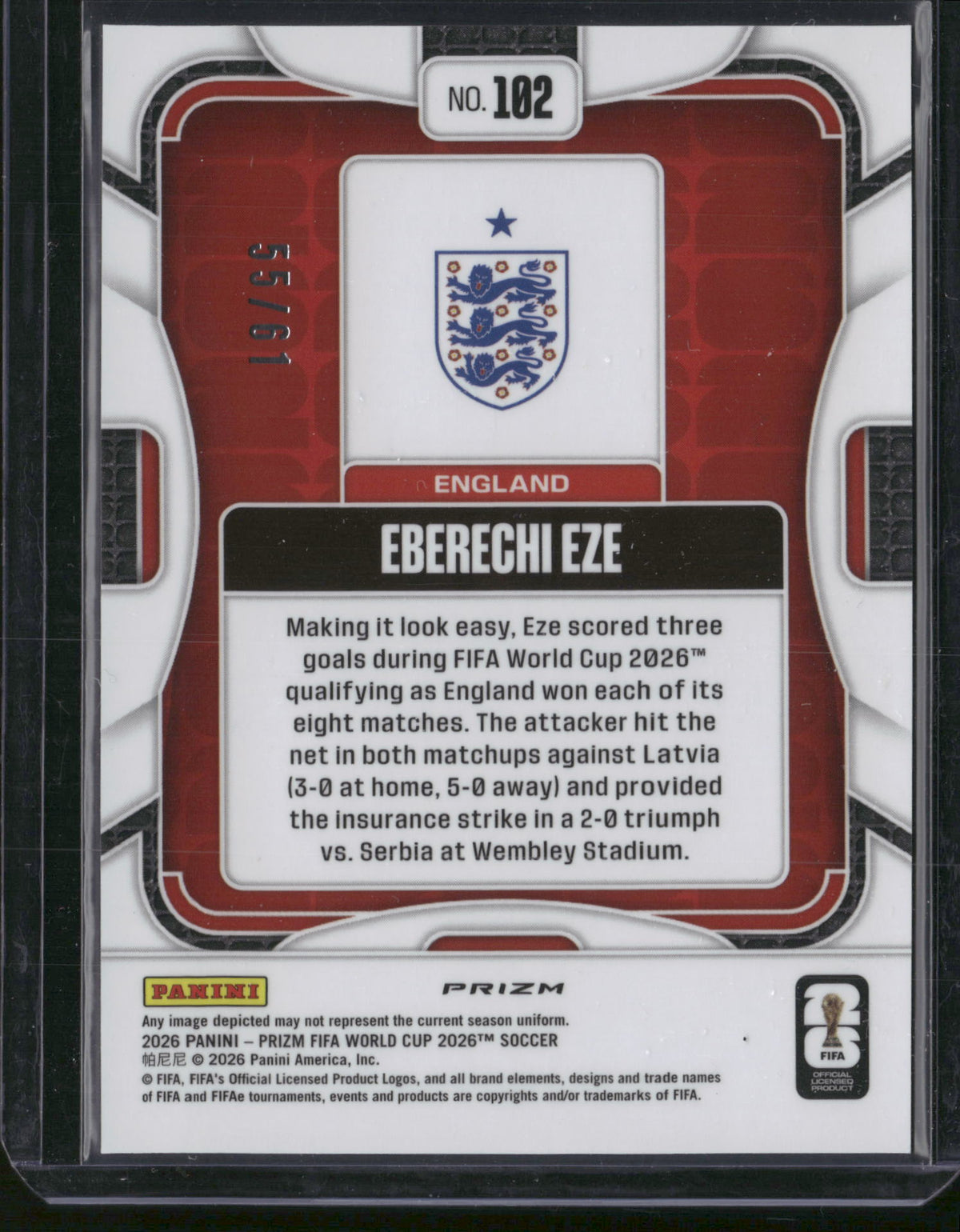 Eberechi Eze 2026 Panini Prizm FIFA World Cup #102 /61