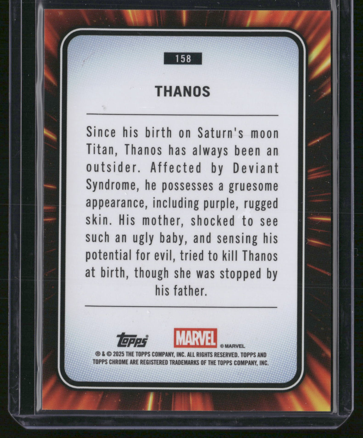 2025 Topps Chrome Marvel Sapphire Thanos #158