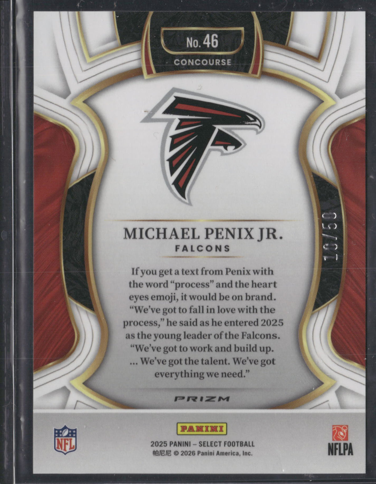 Michael Penix Jr. 2026 Panini Select #46 Green Dragon Prizm /50