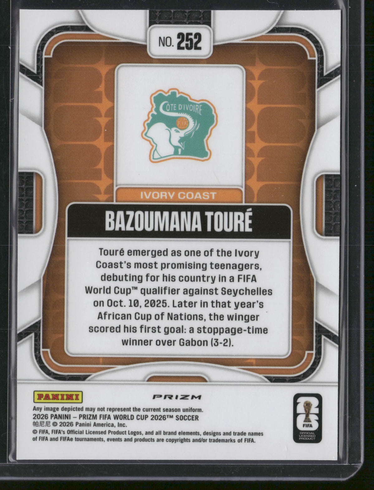 Bazoumana Touré 2026 Panini Prizm FIFA World Cup 2026 Soccer #252 Giraffe SSP RC