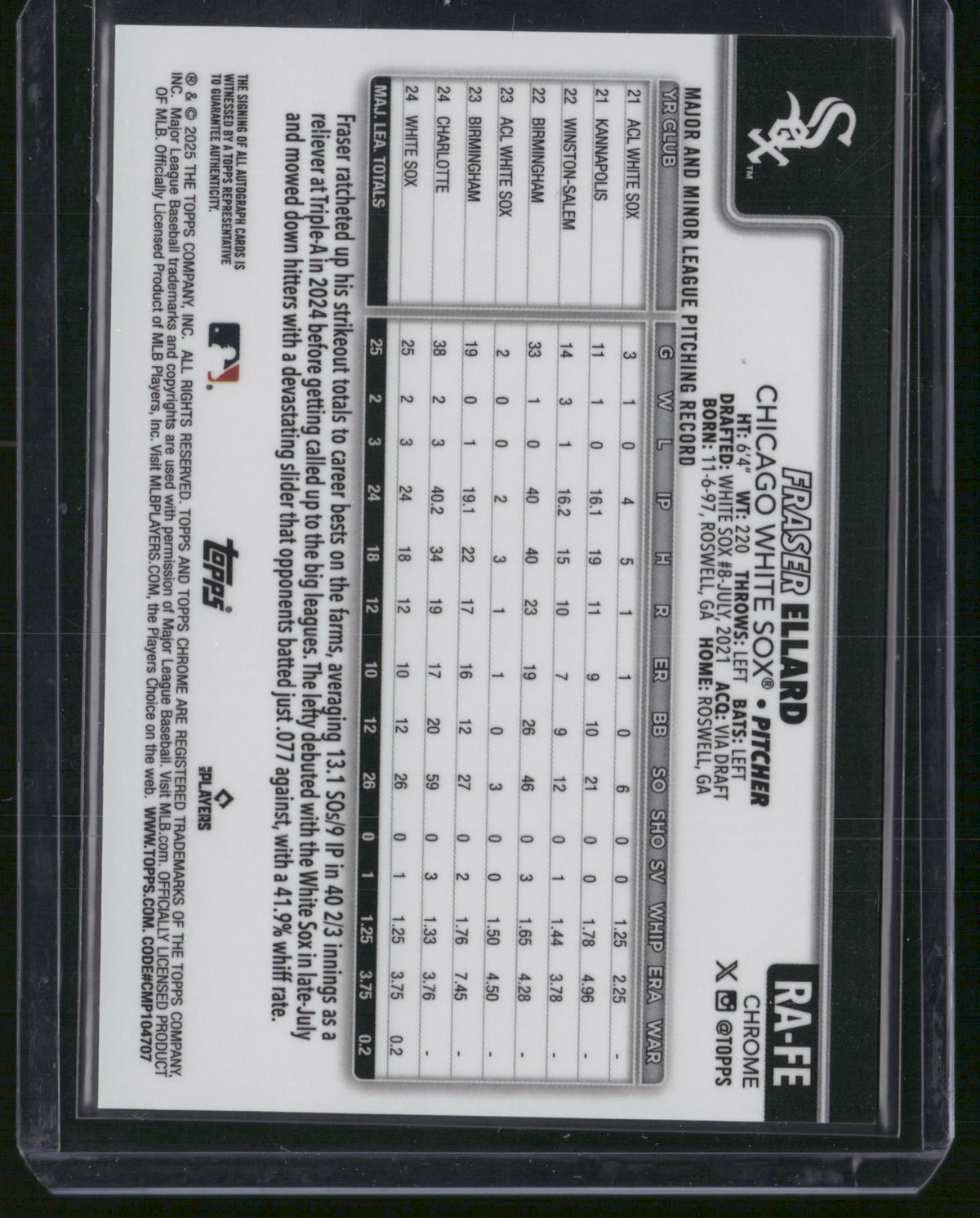 Fraser Ellard 2025 Topps Chrome #RA-FE Orange Wave Refractor /25 RC