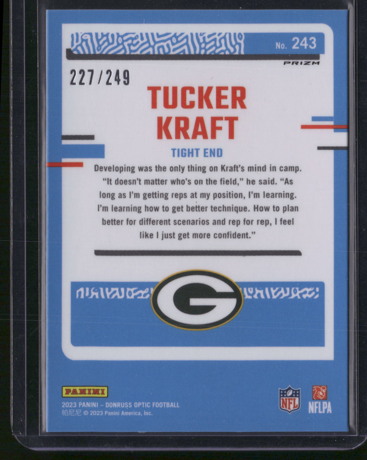 Tucker Kraft 2023 Panini Donruss Optic Football #243 Orange /249