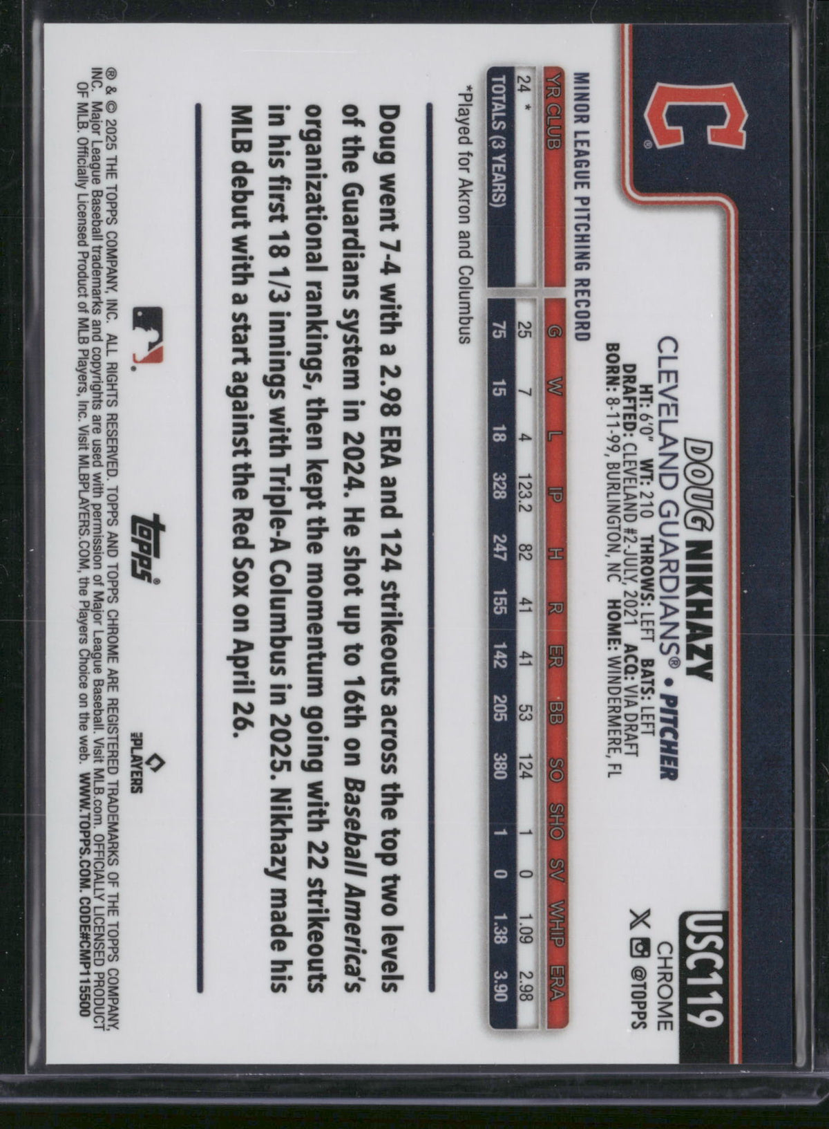 Doug Nikhazy 2025 Topps Chrome Update Series #USC119 /10 RC
