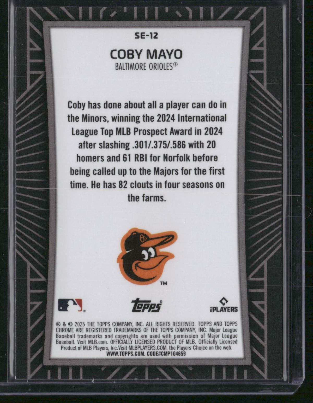 Coby Mayo 2025 Topps Chrome #SE-12 RC