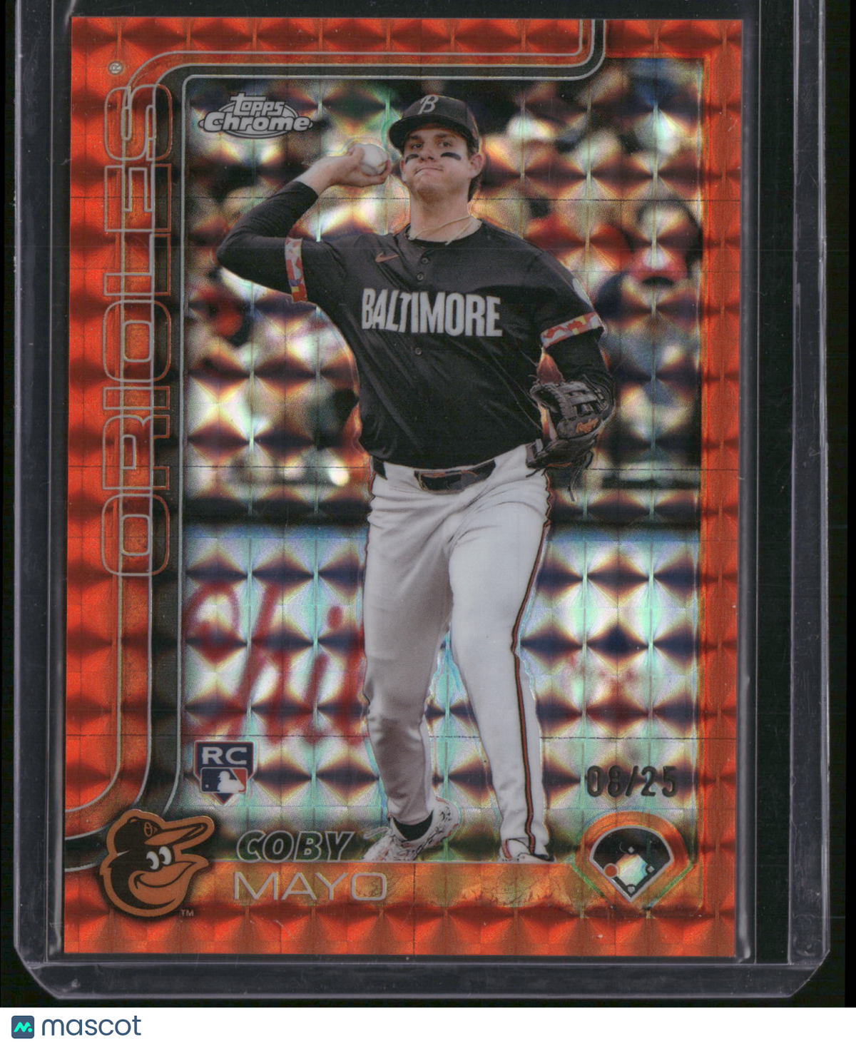 Coby Mayo 2025 Topps Chrome #120 Orange Geometric Refractor /25 RC