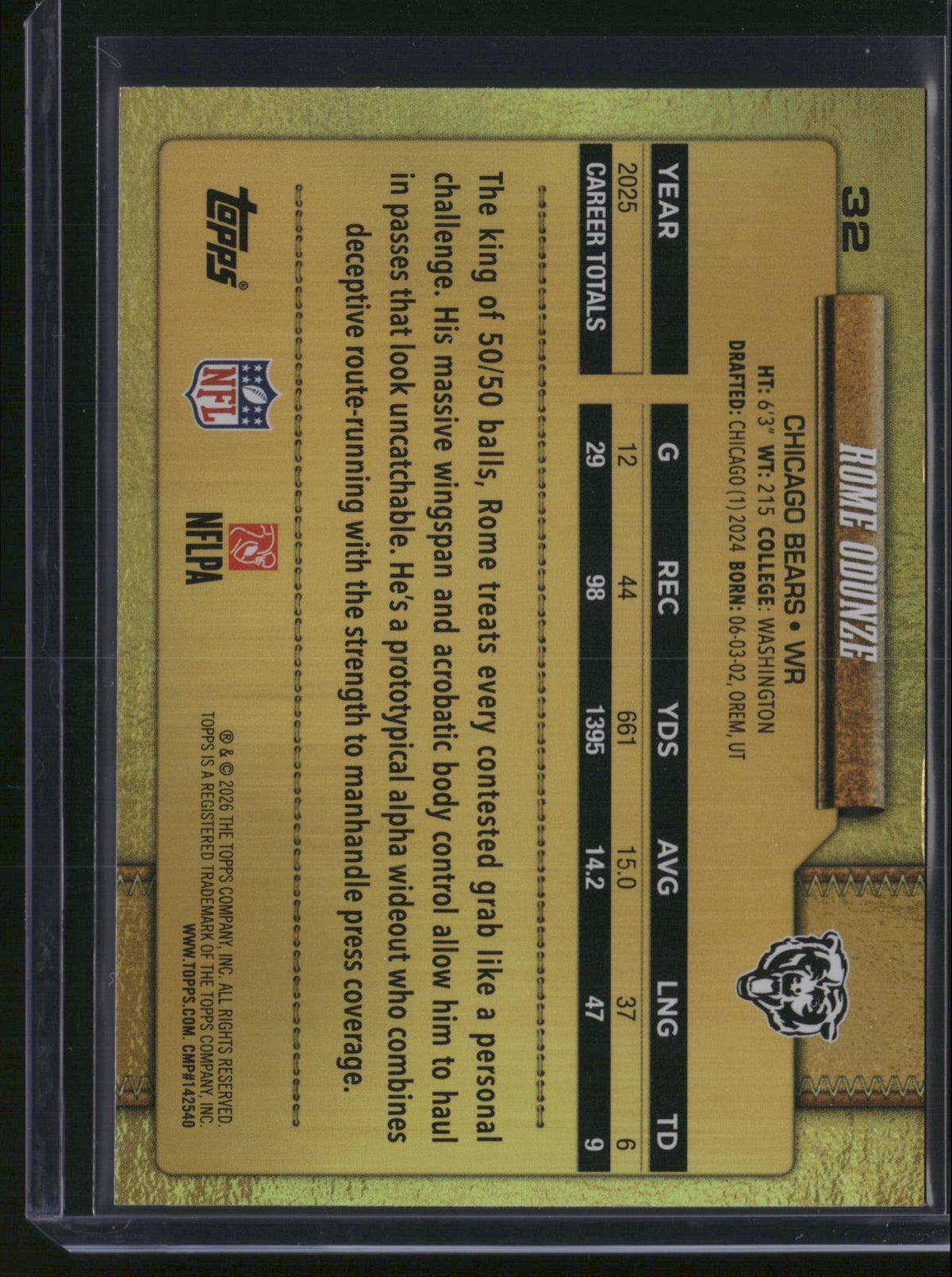 Rome Odunze 2026 Topps #32