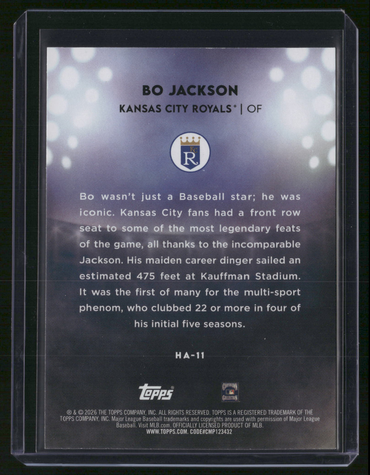 Bo Jackson 2026 Topps #HA-11 Home Field Advantage Case Hit