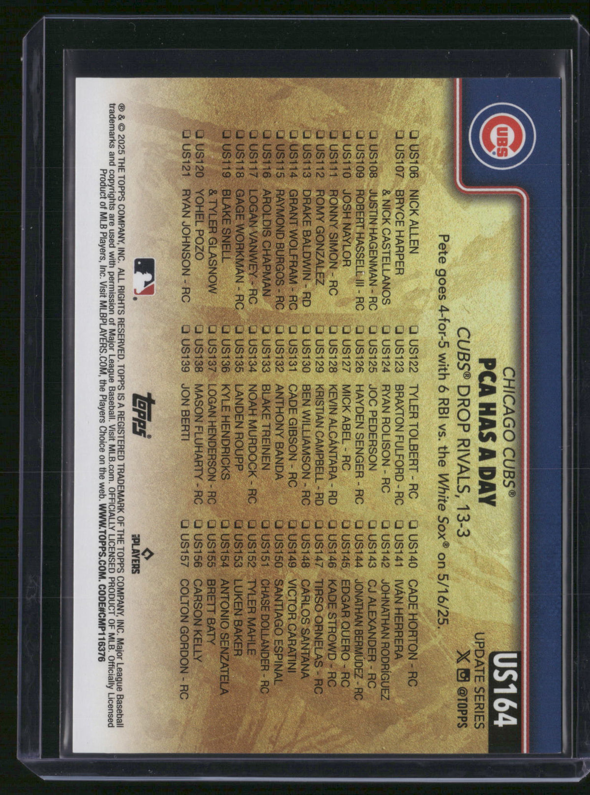 Nico Hoerner Pete Crow-Armstrong 2025 Topps Update Series #US164