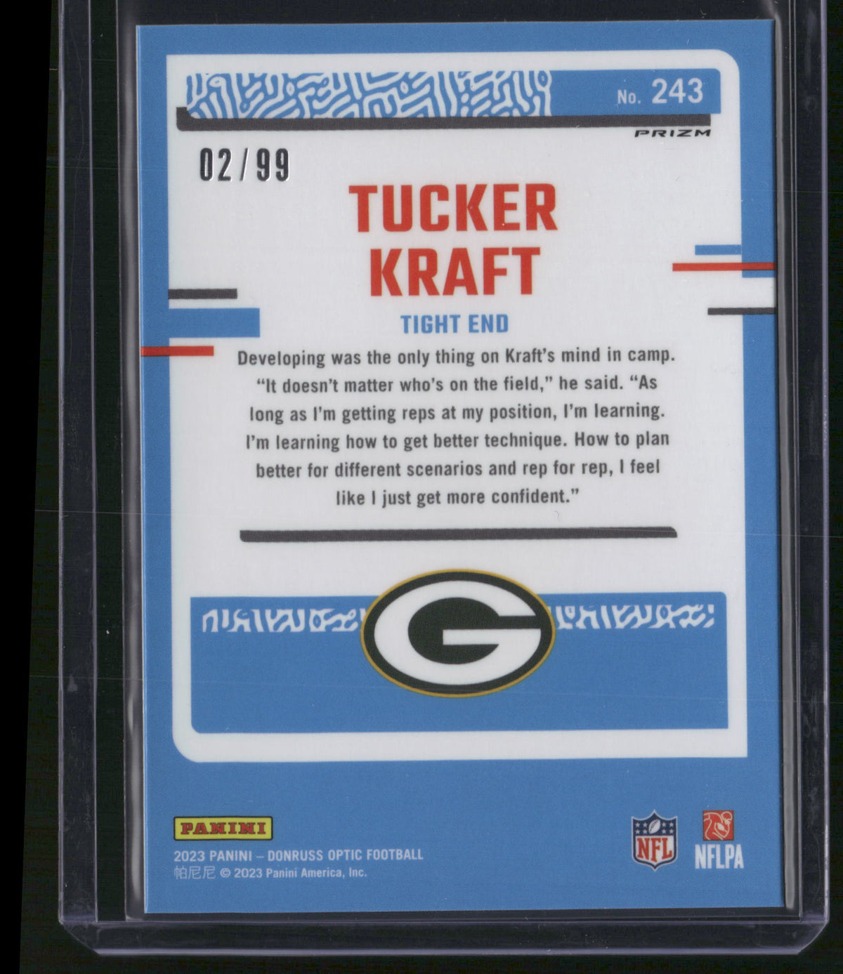 Tucker Kraft 2023 Panini Donruss Optic #243 Red /99