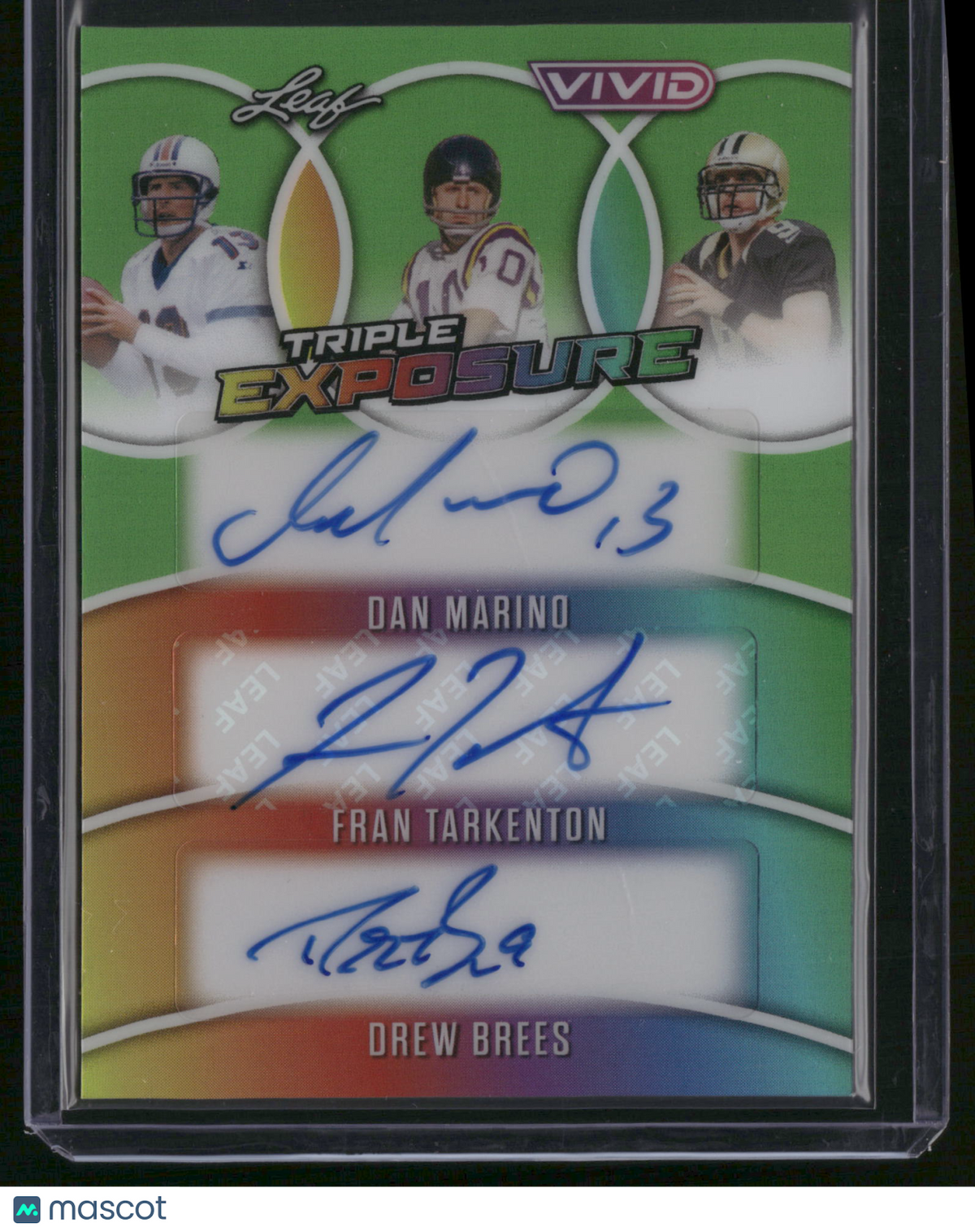 Fran Tarkenton Dan Marino Drew Brees 2025 Leaf Vivid #TE-12 1/1 Triple Auto