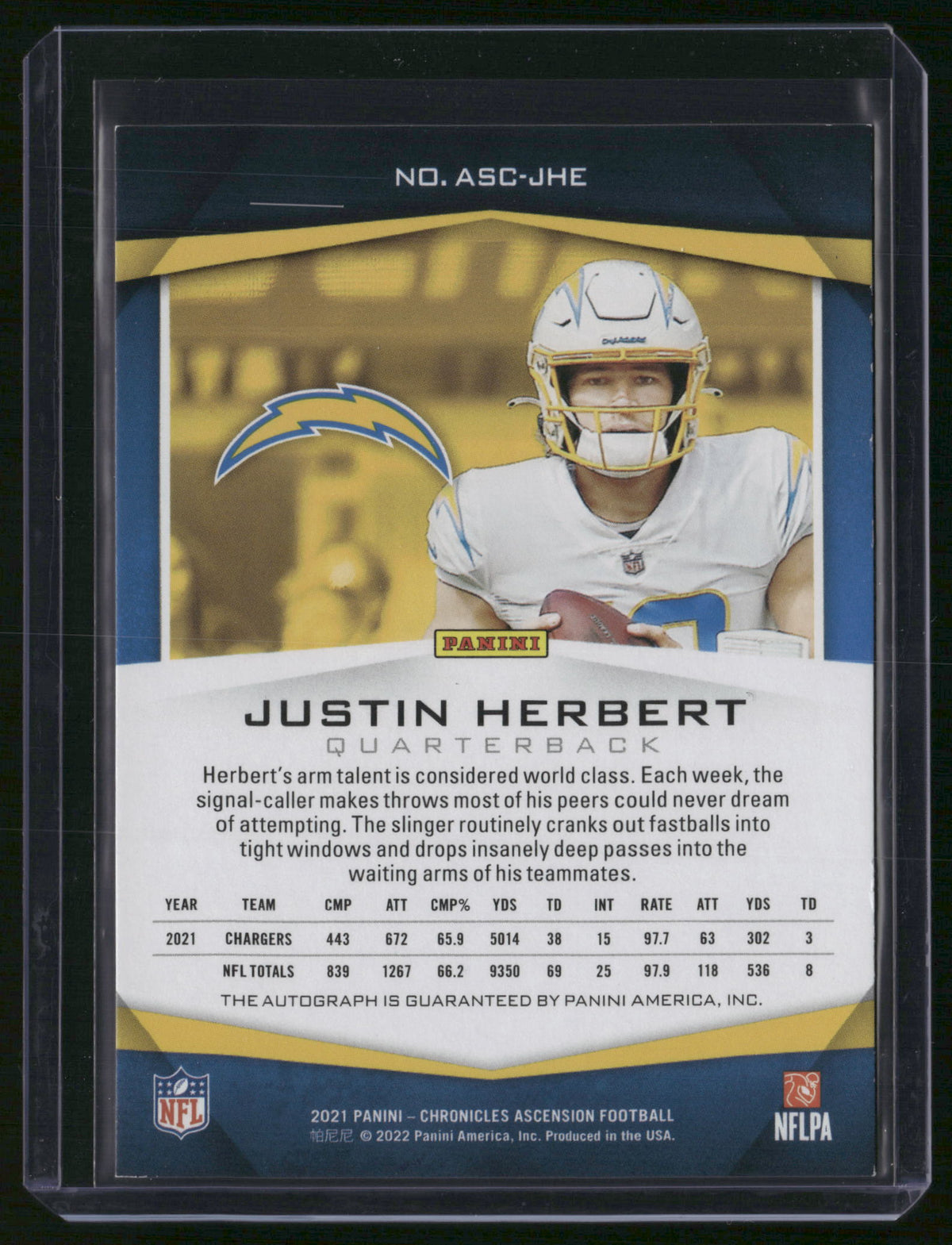 Justin Herbert 2022 Panini Chronicles Ascension Football #ASC-JHE
